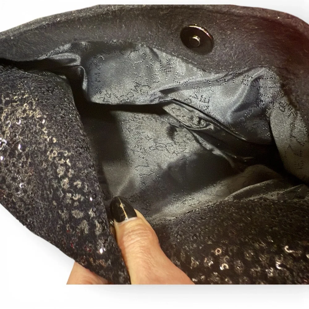 Stella McCartney Falabella Fold-Over Clutch – Black Shimmer | Like New. COA - Picture 7 of 10